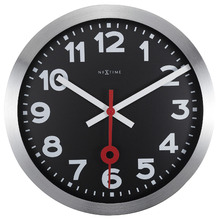 35cm Black NeXtime Station Metal Wall Clock